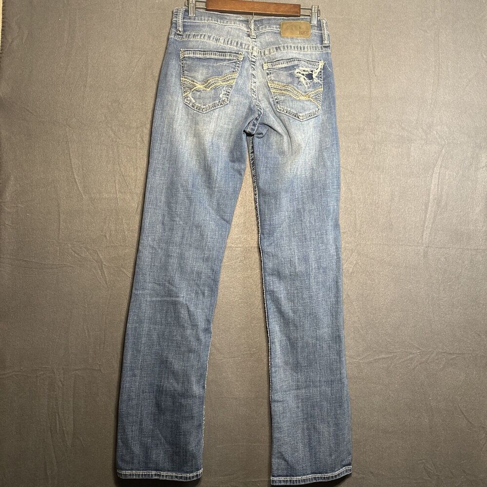 BKE Jeans Men 30L 30x34 Jake Stretch Straight Leg Medium Wash Whiskering Comfort